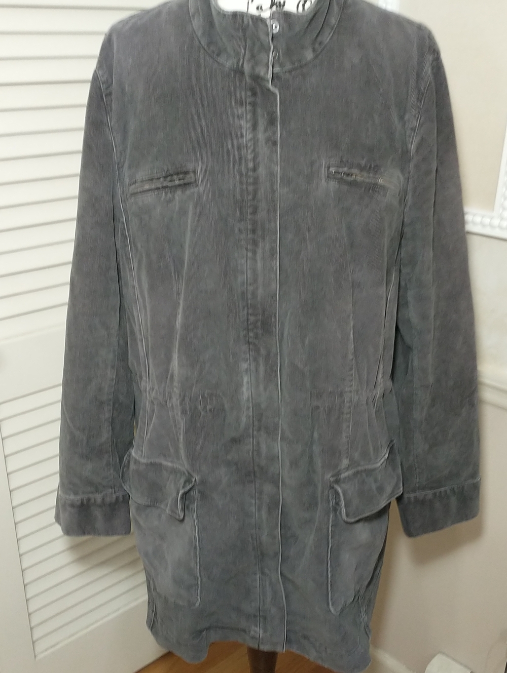 J. Jill Long Gray Corduroy Chore Coat, Size‎ XL, Gramcore, Cottagecore, Outdoors